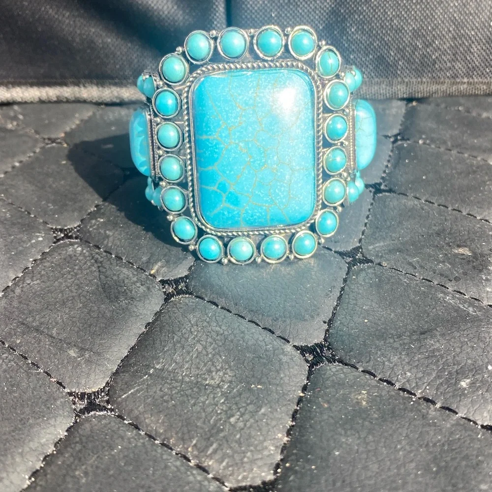 Turquoise Stone Statement Cuff Bracelet